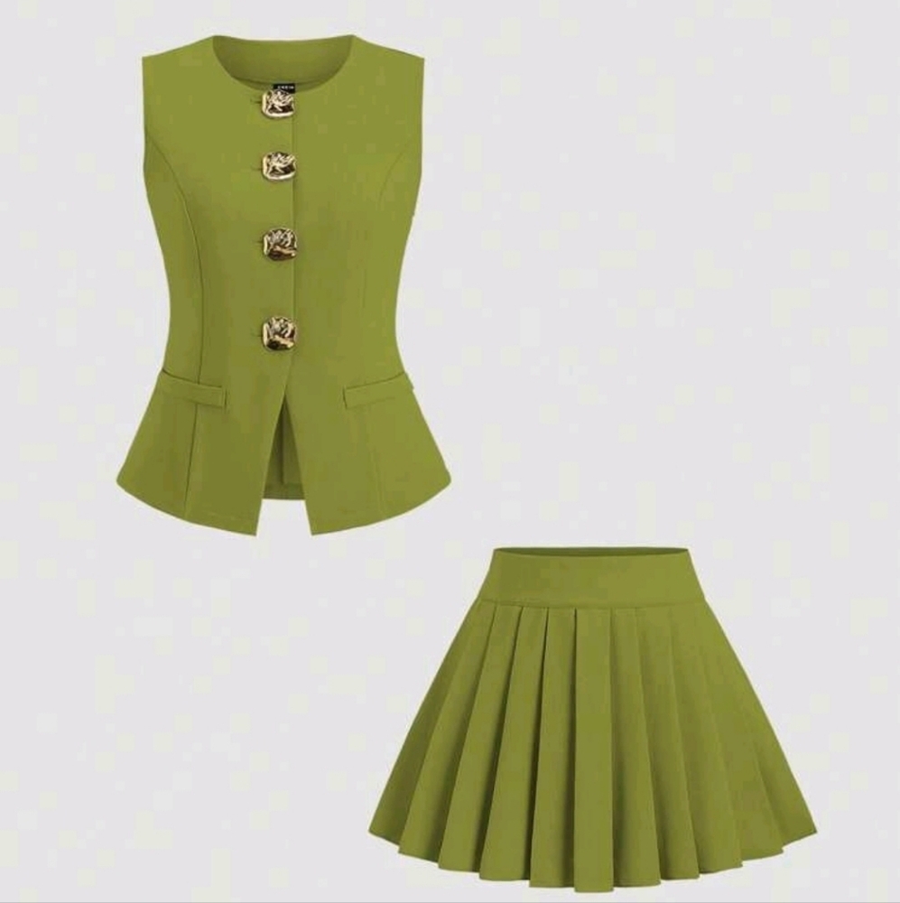 SHEIN Olive Green Skirt Set Sz M